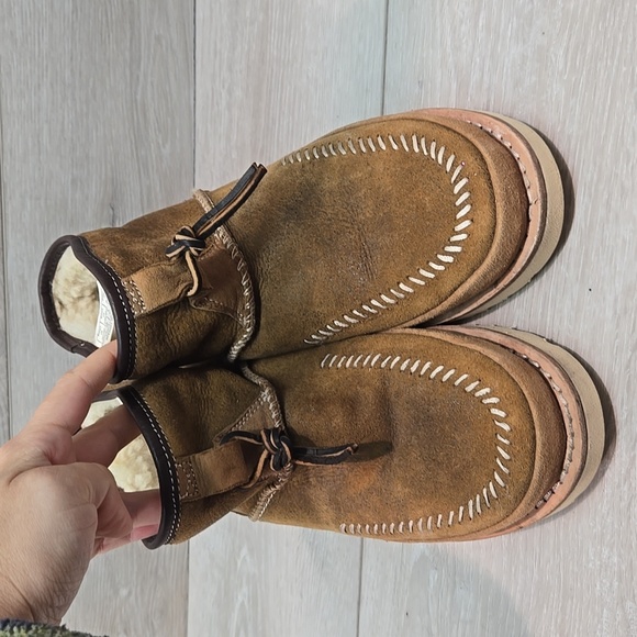 UGG Men's Ankle Brown Sheepskin Suede Boots Platform Shoes Sz 7 - Picture 4 of 13